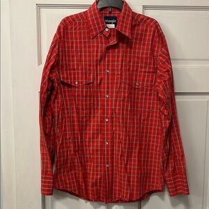 Wrangler Men's Red Checkered Pearl Snap Shirt